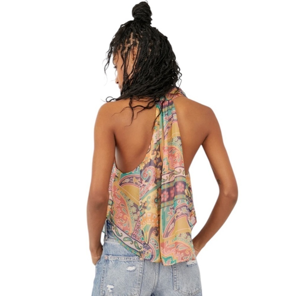 Free People Strawberry Tank Retro Combo Bohemian Halter Flowy Lightweight XS - Picture 8 of 9